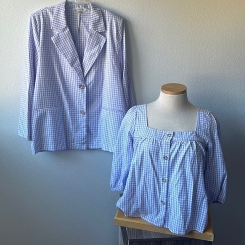 NWT Cyrus top and jacket 2 piece lavendar and white gingham size XL Athleisure